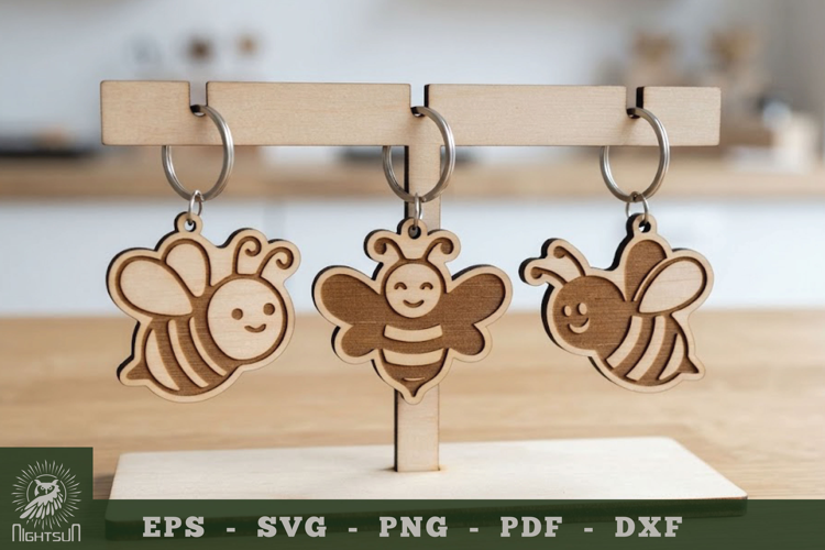 Cute Bee Lasercut Keychain Collection
