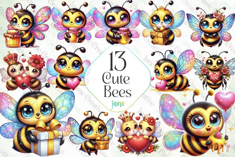 Cute Bees Sublimation Clipart