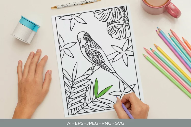 Cute Parrot Coloring Page