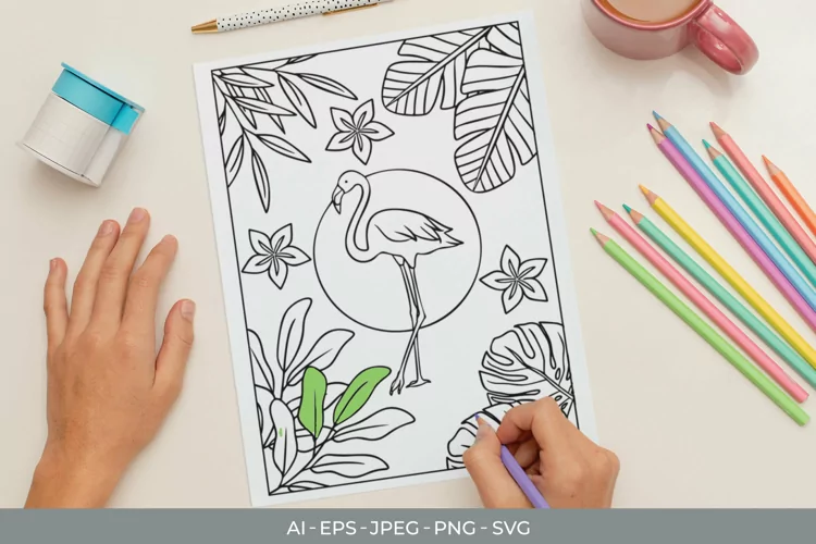Cute Flamingo Coloring Page