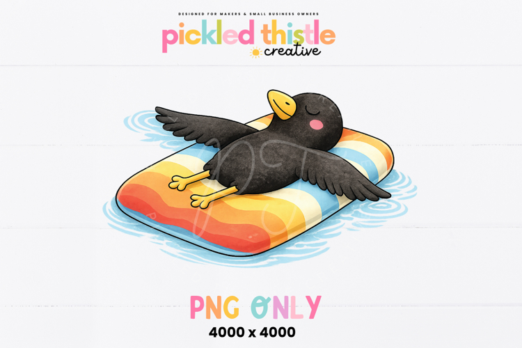 Cute Crow Summer PNG Pool Float Bird Design for Sublimation