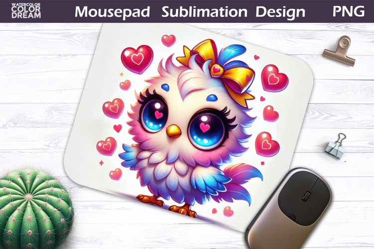 Cute Bird Heart Mousepad | Funny Owl Sublimation