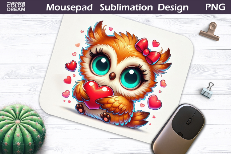 Cute Bird Heart Mousepad | Funny Owl Sublimation