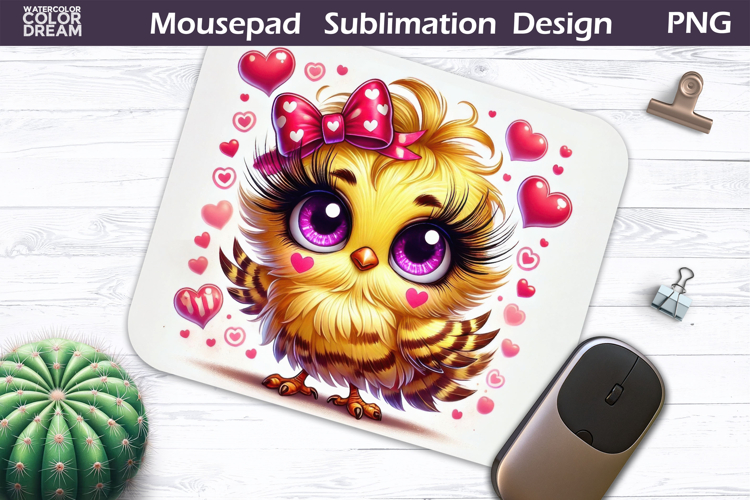 Cute Bird Heart Mousepad | Funny Owl Sublimation
