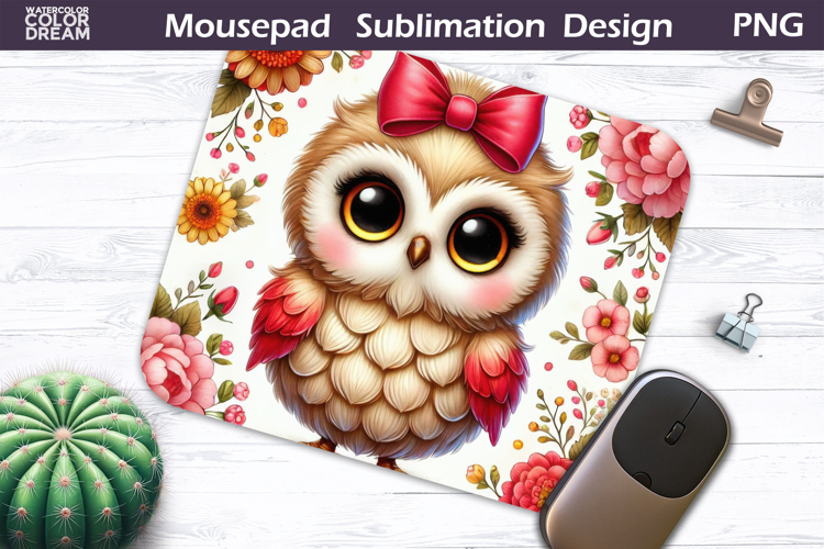 Cute Bird Floral Mousepad | Funny Owl Sublimation