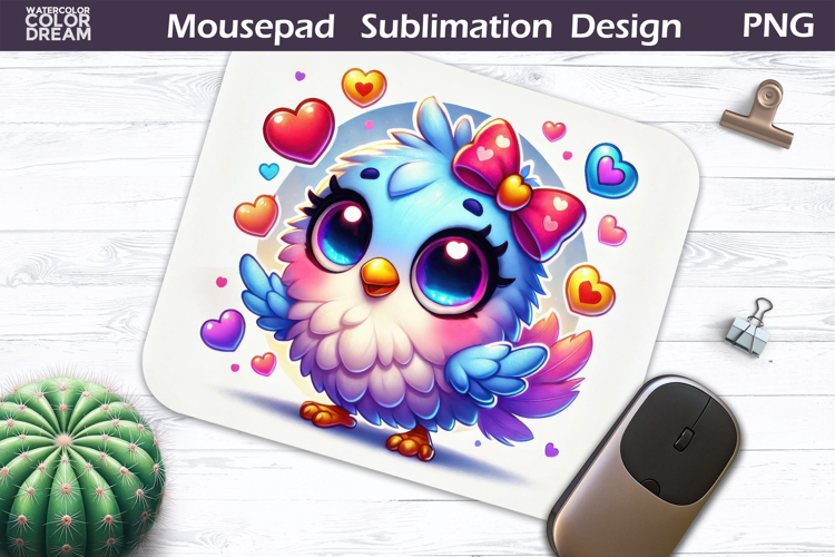 Cute Bird Heart Mousepad | Funny Owl Sublimation