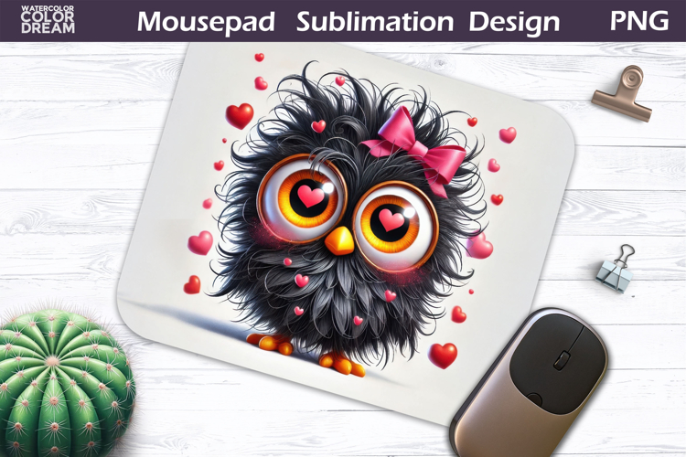 Cute Bird Heart Mousepad | Funny Owl Sublimation