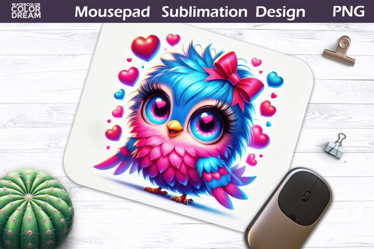 Cute Bird Heart Mousepad | Funny Owl Sublimation