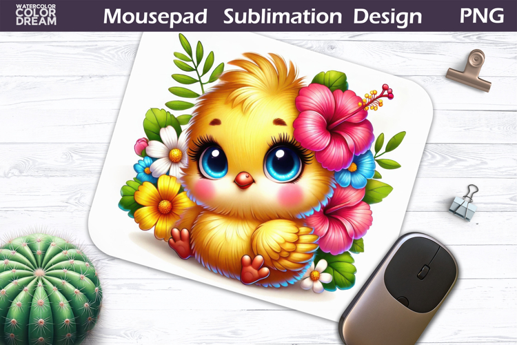 Cute Bird Floral Mousepad | Funny Owl Sublimation