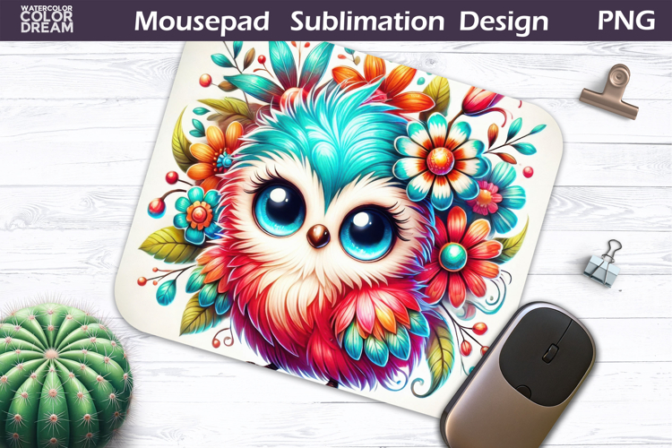 Cute Bird Floral Mousepad | Funny Owl Sublimation