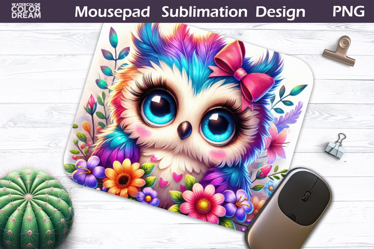Cute Bird Floral Mousepad | Funny Owl Sublimation