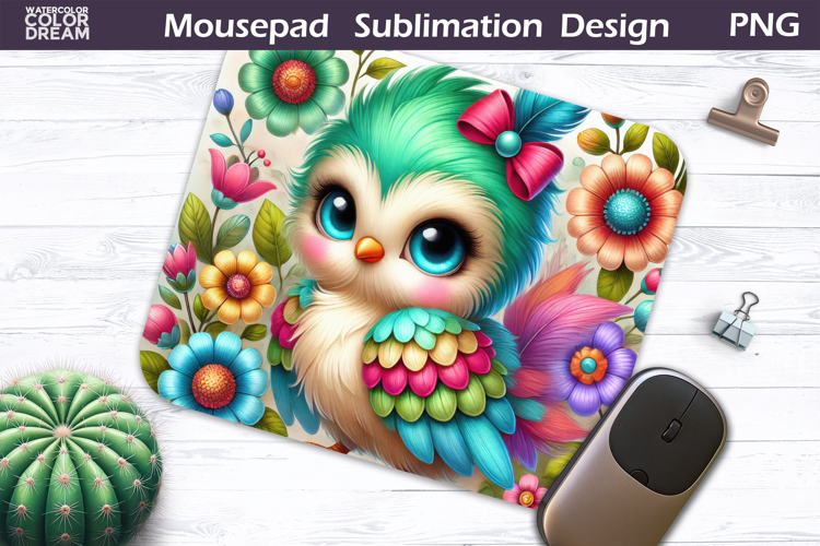Cute Bird Floral Mousepad | Funny Owl Sublimation