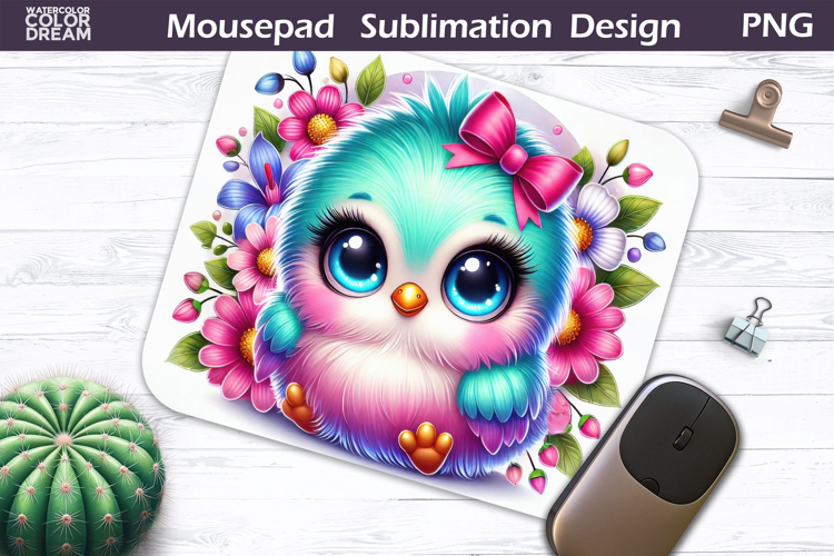 Cute Bird Floral Mousepad | Funny Owl Sublimation