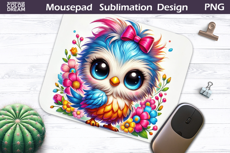 Cute Bird Floral Mousepad | Funny Owl Sublimation