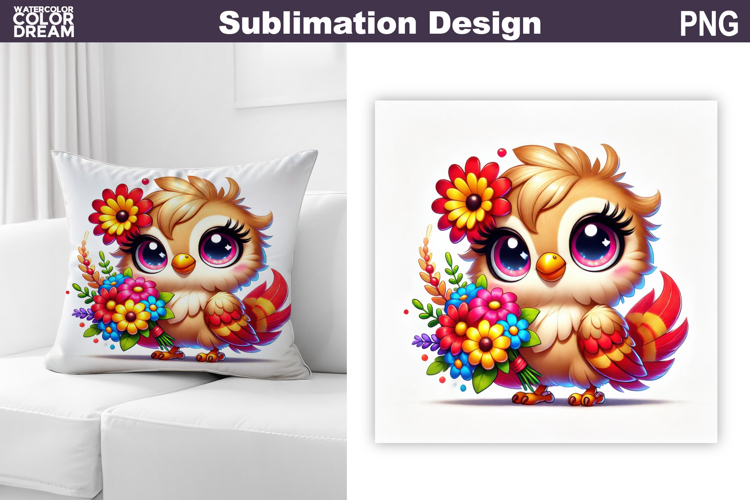 Cute Bird Pillow Sublimation | Funny Bird Floral