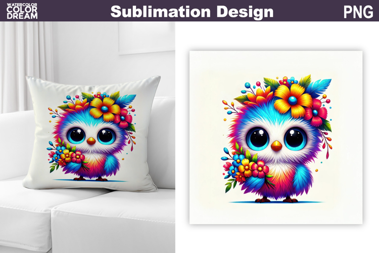 Cute Bird Pillow Sublimation | Funny Bird Floral
