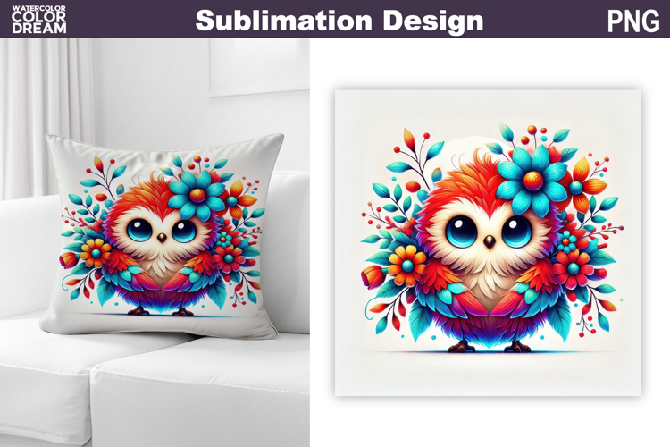 Cute Bird Pillow Sublimation | Funny Bird Floral