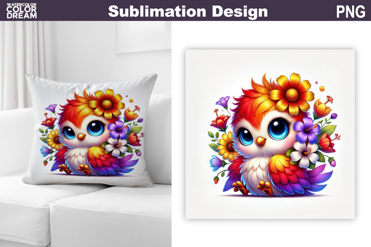 Cute Bird Pillow Sublimation | Funny Bird Floral