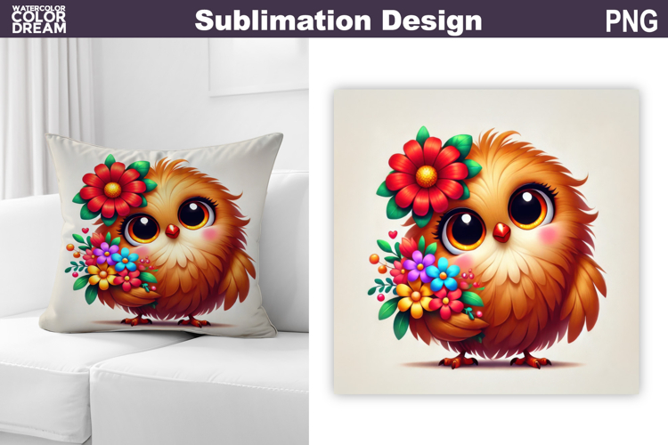 Cute Bird Pillow Sublimation | Funny Bird Floral