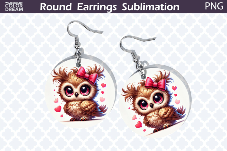 Bird Round Earrings | Bird Heart Earrings Sublimation