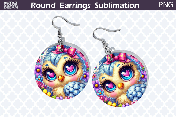 Bird Round Earrings | Bird Floral Earrings Sublimation example image 1