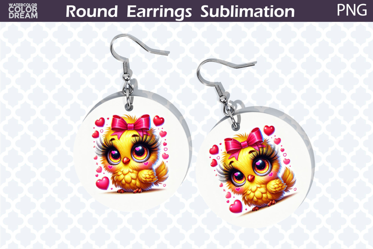 Bird Round Earrings | Bird Heart Earrings Sublimation