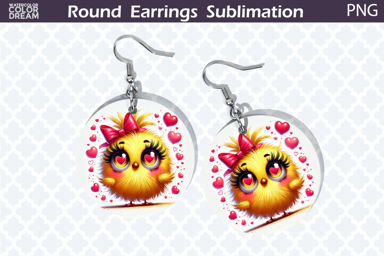 Bird Round Earrings | Bird Heart Earrings Sublimation