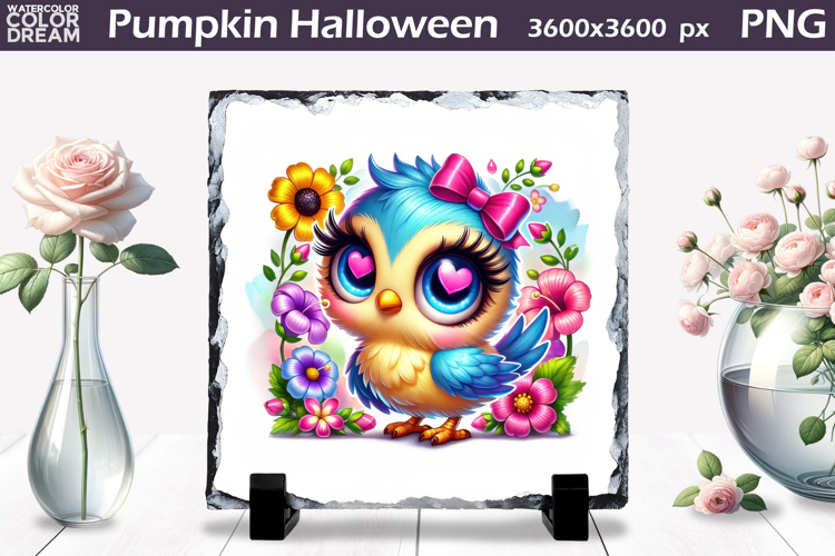 Cute Bird Sublimation Slate | Bird Floral Design