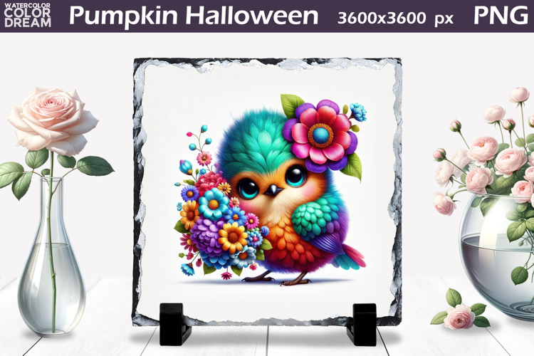 Cute Bird Sublimation Slate | Bird Floral Design