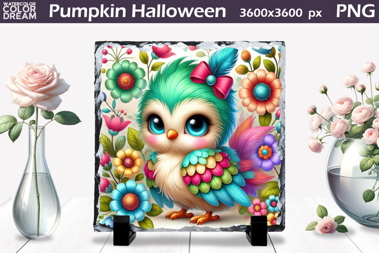 Cute Bird Sublimation Slate | Bird Floral Design