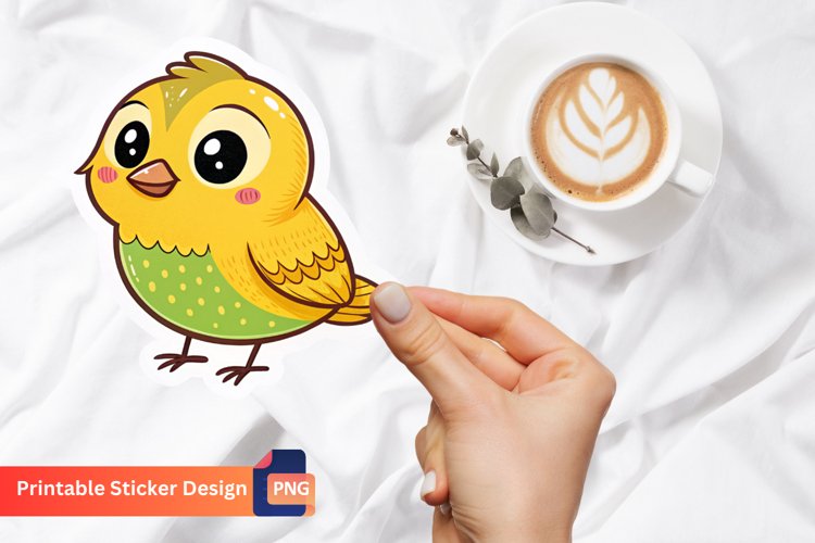 Cute Bird Sticker, Cute Animal Sticker, Kawaii Bird Sticker example image 1