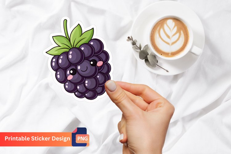 Cute Blackberry Sticker, Blackberry Fruit Sticker