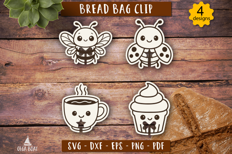 Cute Bread bag clip Kitchen svg Laser cut