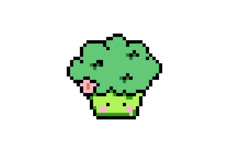Cute broccoli character illustration pixel art design