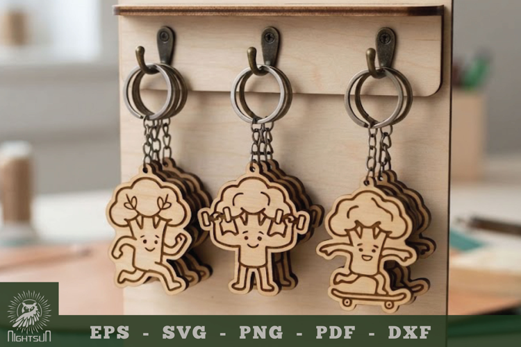 Cute Broccoli Lasercut Keychain Collection