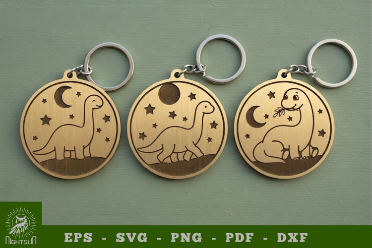 Cute Brontosaurus Lasercut Keychain
