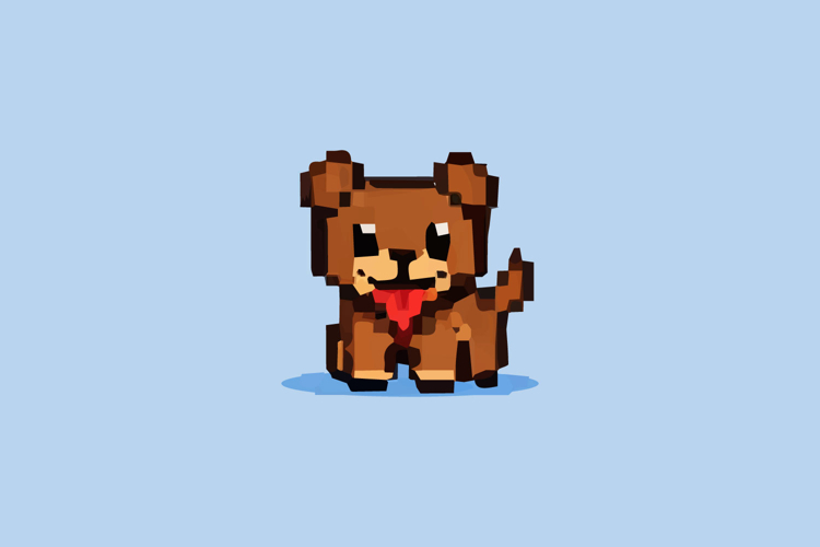 Cute Brown Dog Pixel Art Design Vector