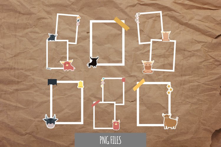 Frame Set Cute Bull Pattern example image 1