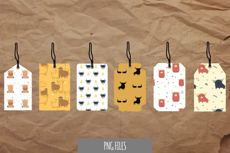 Cute Bull Pattern Tags