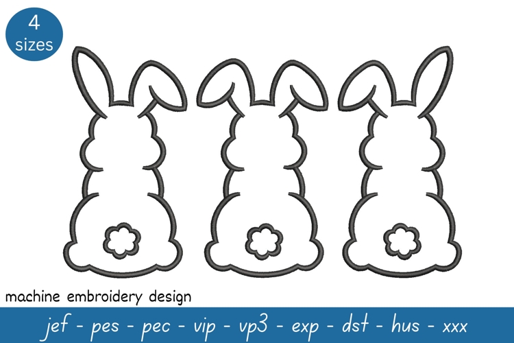 Bunny Outline Embroidery Design 2- Bunnies Embroidery Design