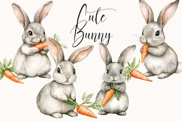 Cute Watercolor Bunny Clipart