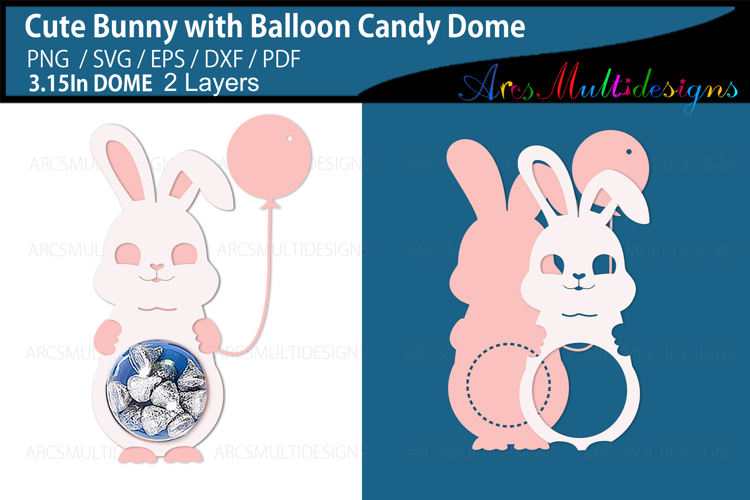 Cute bunny with balloon candy dome holder