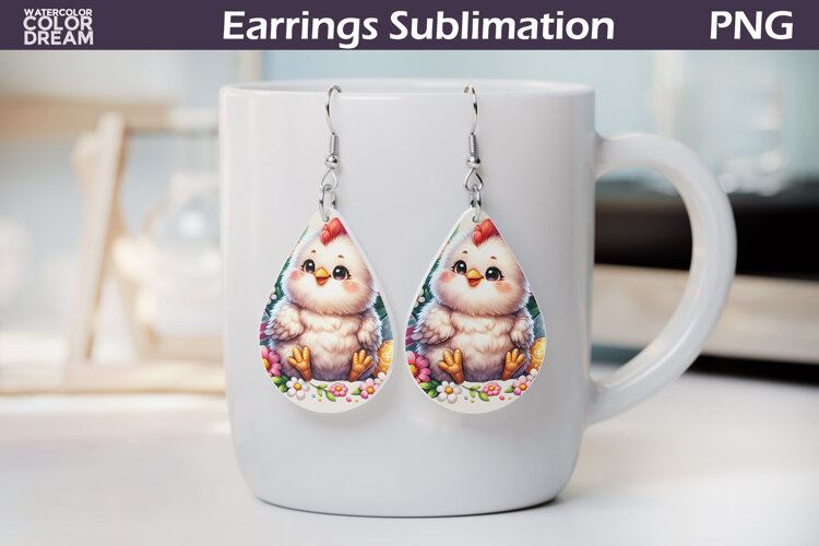 Easter Teardrop Earrings | Cute Chicken Earrings example image 1