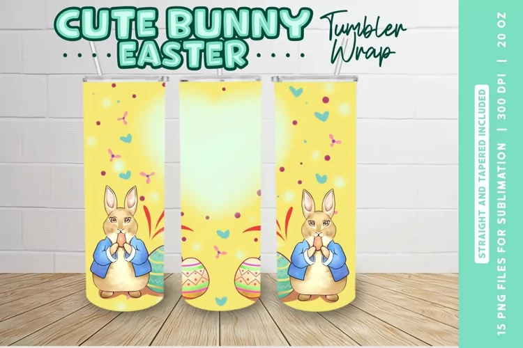 Cute Bunny Easter Tumbler Wrap Sublimation