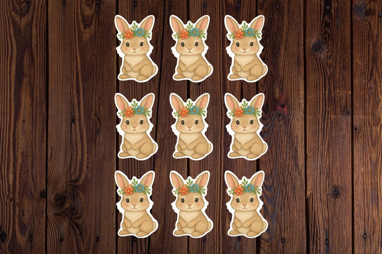 Cute Bunny Printable Stickers - PNG Sticker Sheet