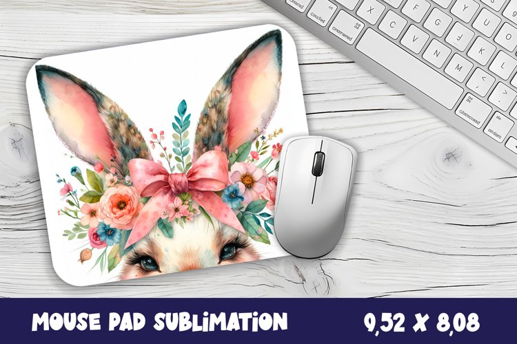 Easter Bunny Mouse Pad. Spring Bunny Mouse Pad Sublimation example image 1