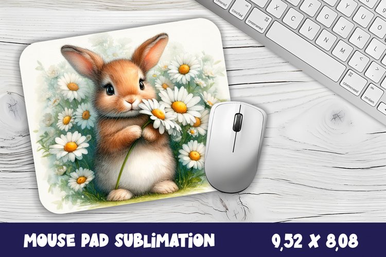 Easter Bunny Mouse Pad. Spring Bunny Mouse Pad Sublimation example image 1