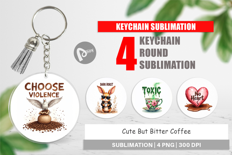 Bitter Coffee Goth Sarcastic Keychain