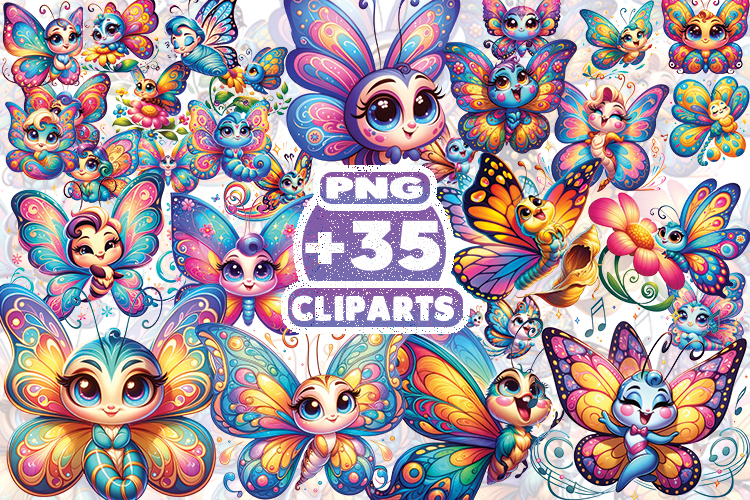 Cute Butterflies Sublimation Clipart | Pastel Butterfly PNG