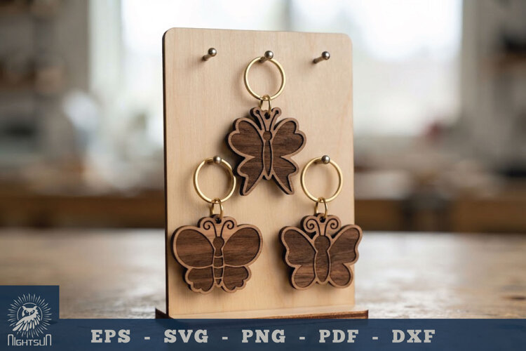 Cute Butterfly Lasercut Keychain example image 1